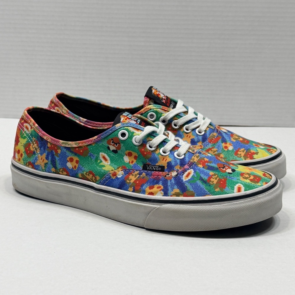 Nintendo Super Mario Bros x Vans Authentic Pixel Print Sneakers Sz 10 Retro Y2K